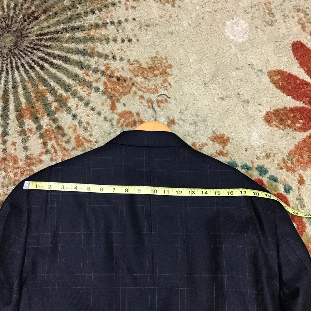 Tommy  Hilfiger Men's 46R Blazer Sport Coat Blue Check Silk & Wool vtg -holes